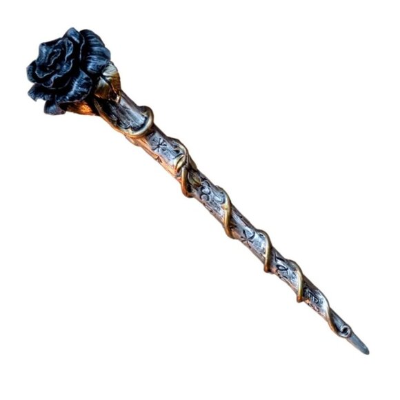 Alchemy Gothic ✦ Black Rose Wand ✦ Resin Ritual Scepter Sigils Decor NWT - Picture 3 of 5